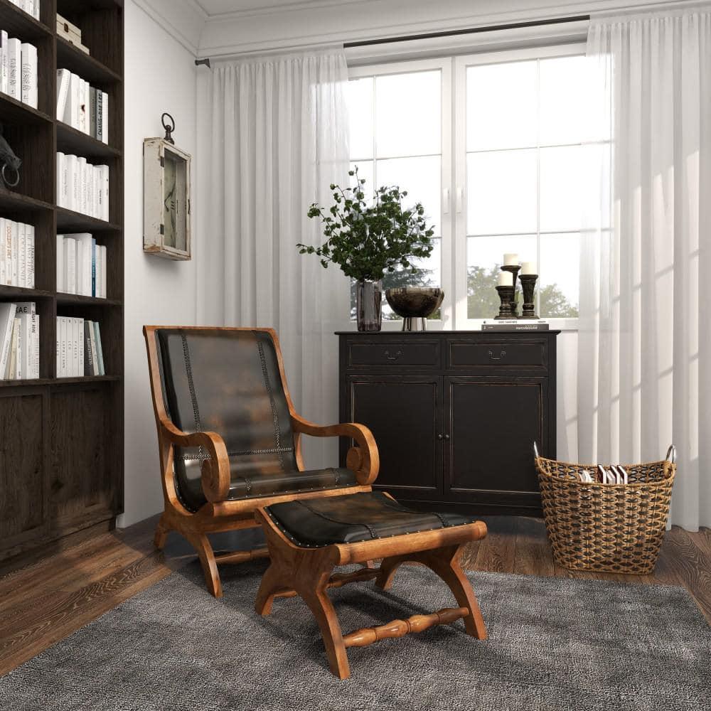 Traditional Leather Accent Chair Dark Brown - Olivia & May: Sturdy, Sophisticated, No Assembly Required