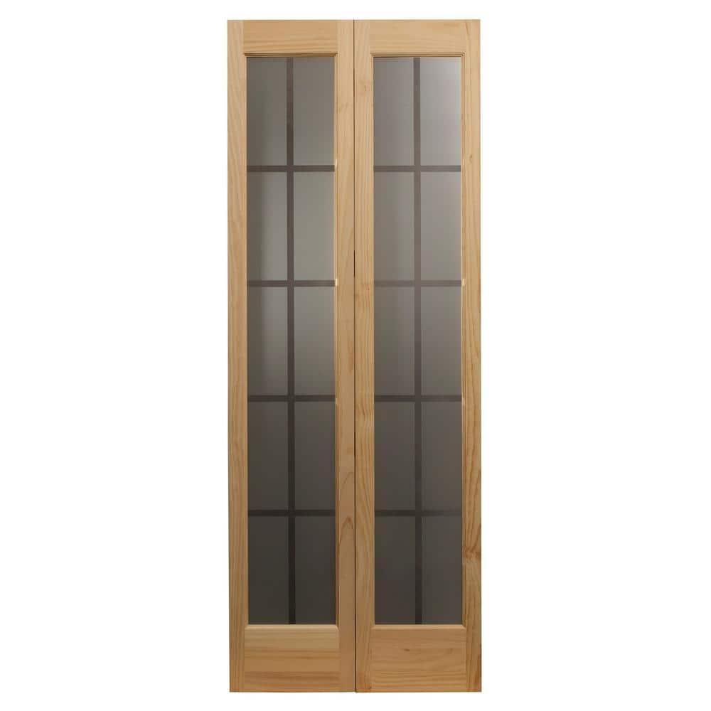 American Wood 837326 30 x 80 in. Full Glass Mission Bifold Door, Unfinished Pine