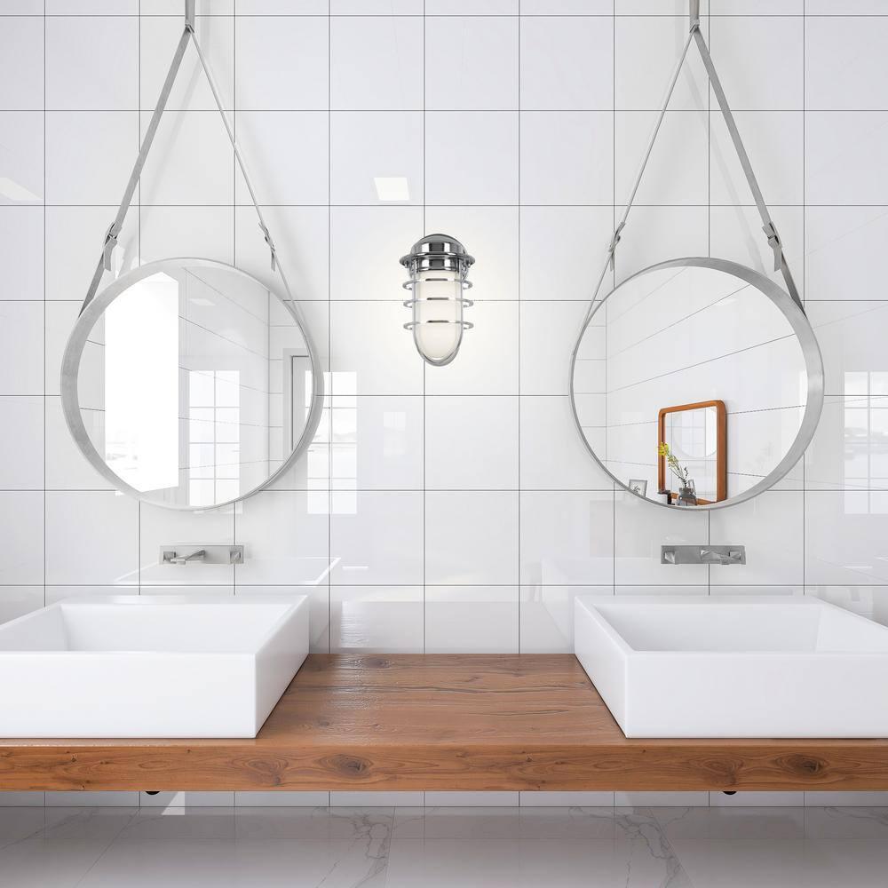Polished Chrome Industrial Jelly Jar Wall Sconce