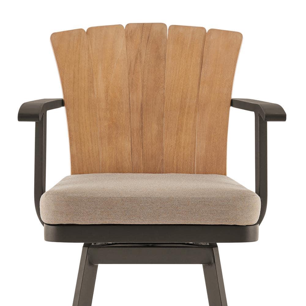 Williston Forge Javin Swivel Outdoor Metal Counter or Bar Height Bar Stool with Cushion