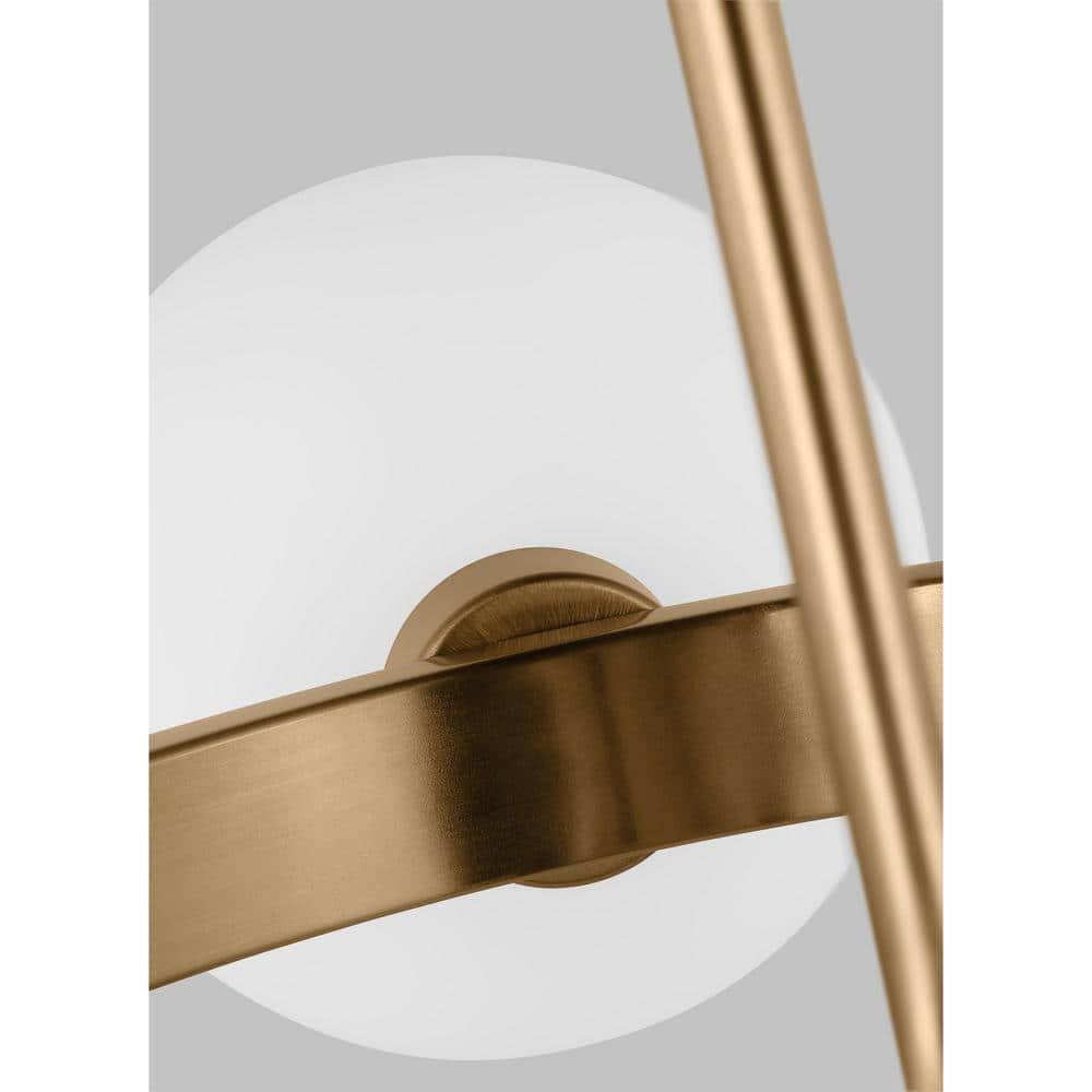 Satin Brass Minimalist 3-Light Chandelier with Milk Glass Shades