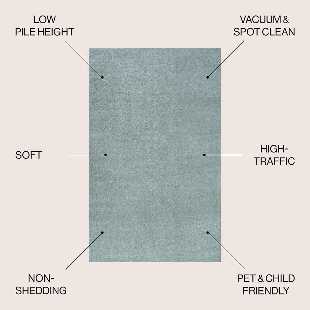 JONATHAN Y SEU100S-8 Haze Solid Low-Pile Light Blue 8 ft. x 10 ft. Area Rug, Coastal Bohemian, Pet Friendly, Stain Resistant, Easy to Clean, for Living Room; Kitchen, Bedroom