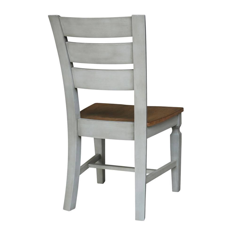 Vista Solid Wood Ladderback Chairs in Distressed Hickory/Stone - Set of 2