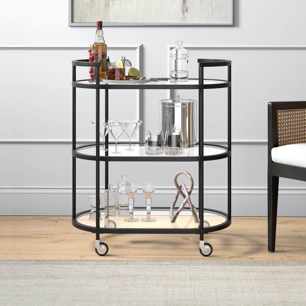Henn&Hart 30" Blackened Bronze Metal/Glass Bar Cart
