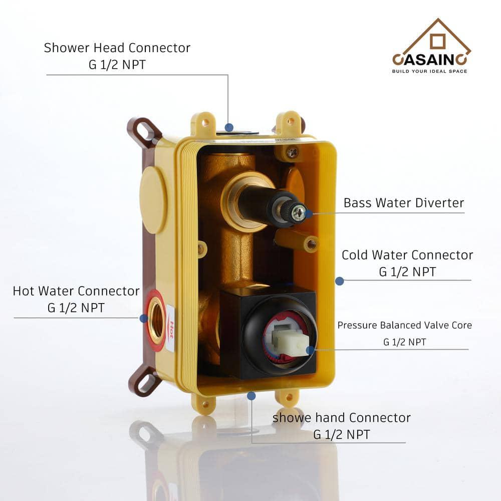 Cascade Bliss Luxury Complete Shower System with Rough-in Valve