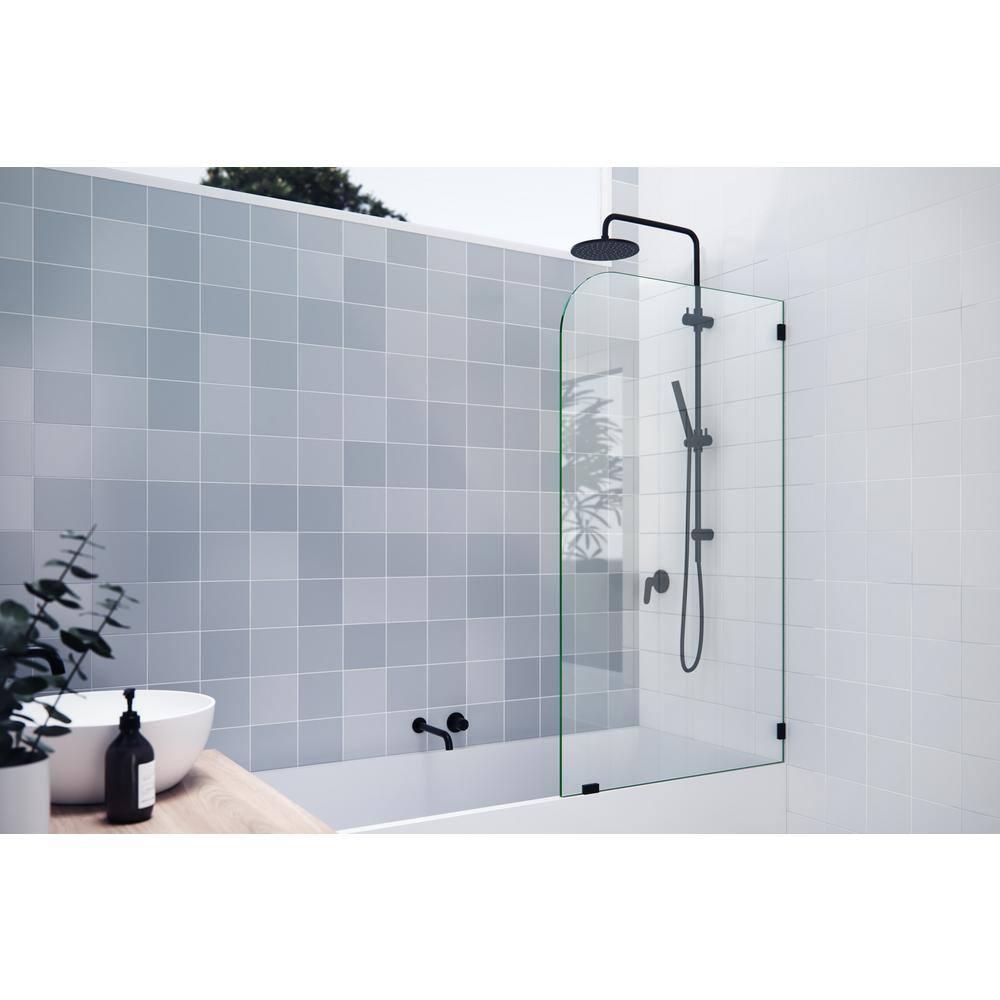Solaris 30 in. x 58.25 in. Frameless Clear Fixed Radius Single Fixed Bath Panel