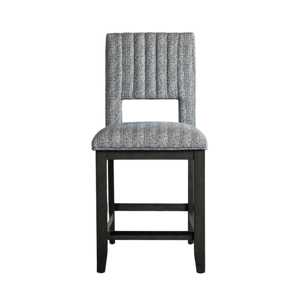 Benjara Manny Counter Height Chair Set Of 2, Bluish Gray Fabric Seat And Back (Set of 2)