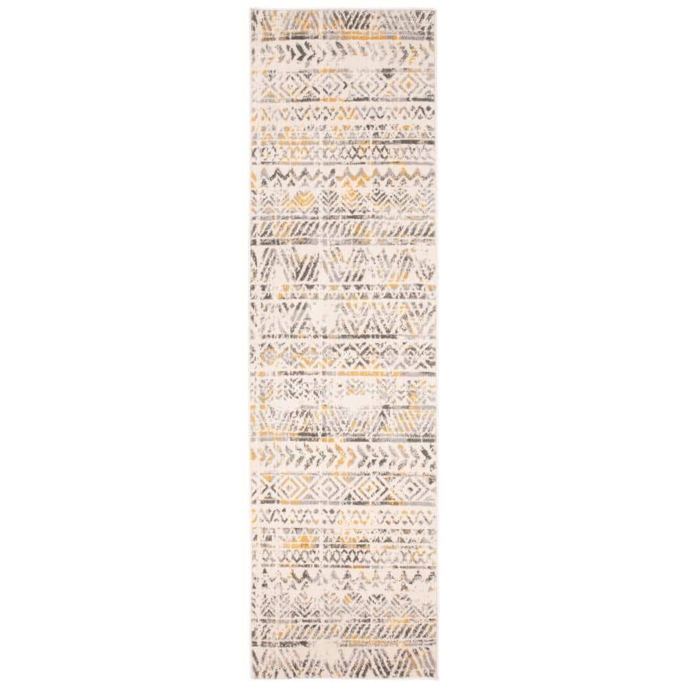 World Rug Gallery Geometric Distressed Bohemian Yellow 2' x 7' Runner Rug