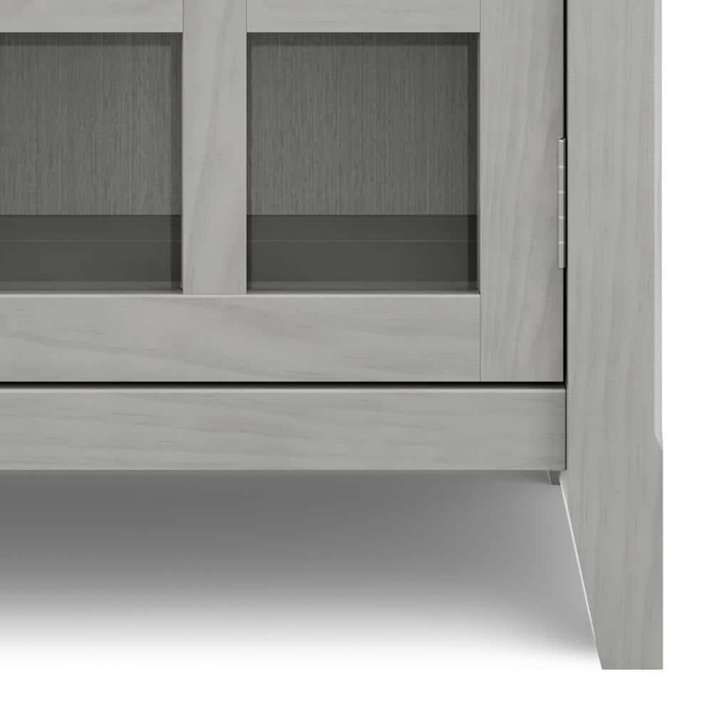 Simpli Home Acadian 36"W Solid Wood 2-Shelf Entryway Storage Cabinet with Glass Doors and 2 Drawers