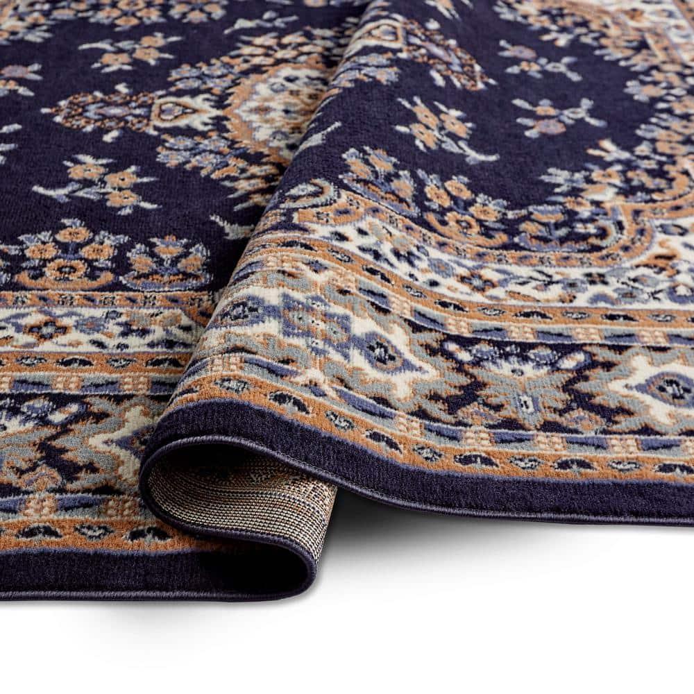 Home Dynamix Premium Sakarya Traditional Medallion Area Rug, Navy Blue/Brown, 9'2"x12'5"