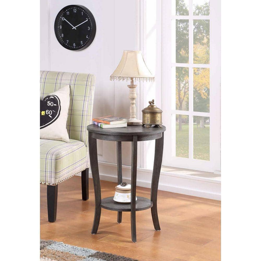 American Heritage Round End Table Dark Gray Wirebrush