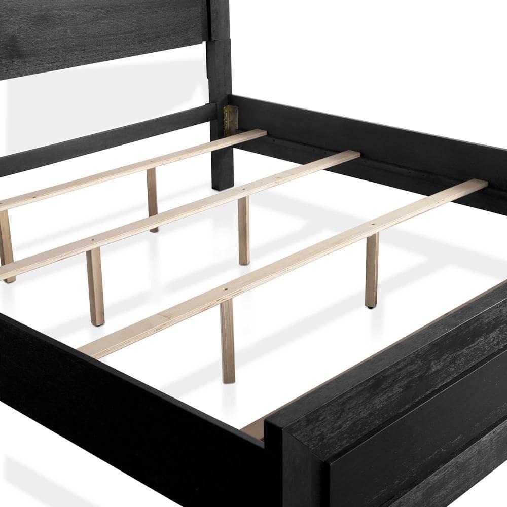 Furniture of America Loomier LED Headboard Solid Wood Eastern King Bed in Black