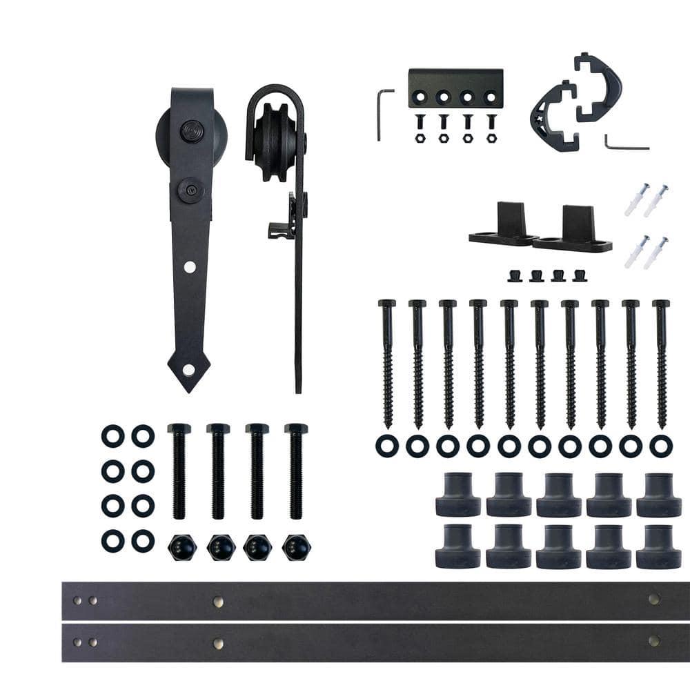 Homacer Black Rustic Arrow Design Non-Bypass Single Track One Door Hardware Kit( Door Not Included)