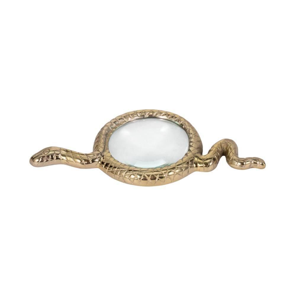 Sagebrook Home Elegant 9" Gold Snake Magnifying Glass, Crafted from Premium Aluminum and Glass, Decorative Object