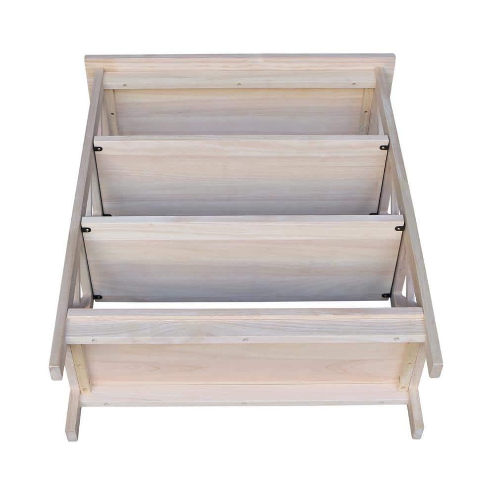 36" 3 Tier X-Sided Bookcase - International Concepts: Mid-Century Modern Style, Unfinished Hardwood, Metal Hardware