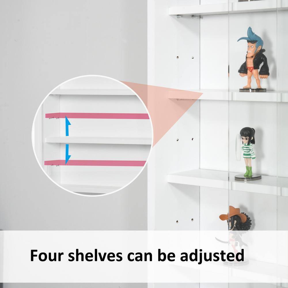 3.75 in. x 31.5 in. x 23.5 in. White Floating Decorative Wall Shelf with Brackets and 4-Adjustable Shelves