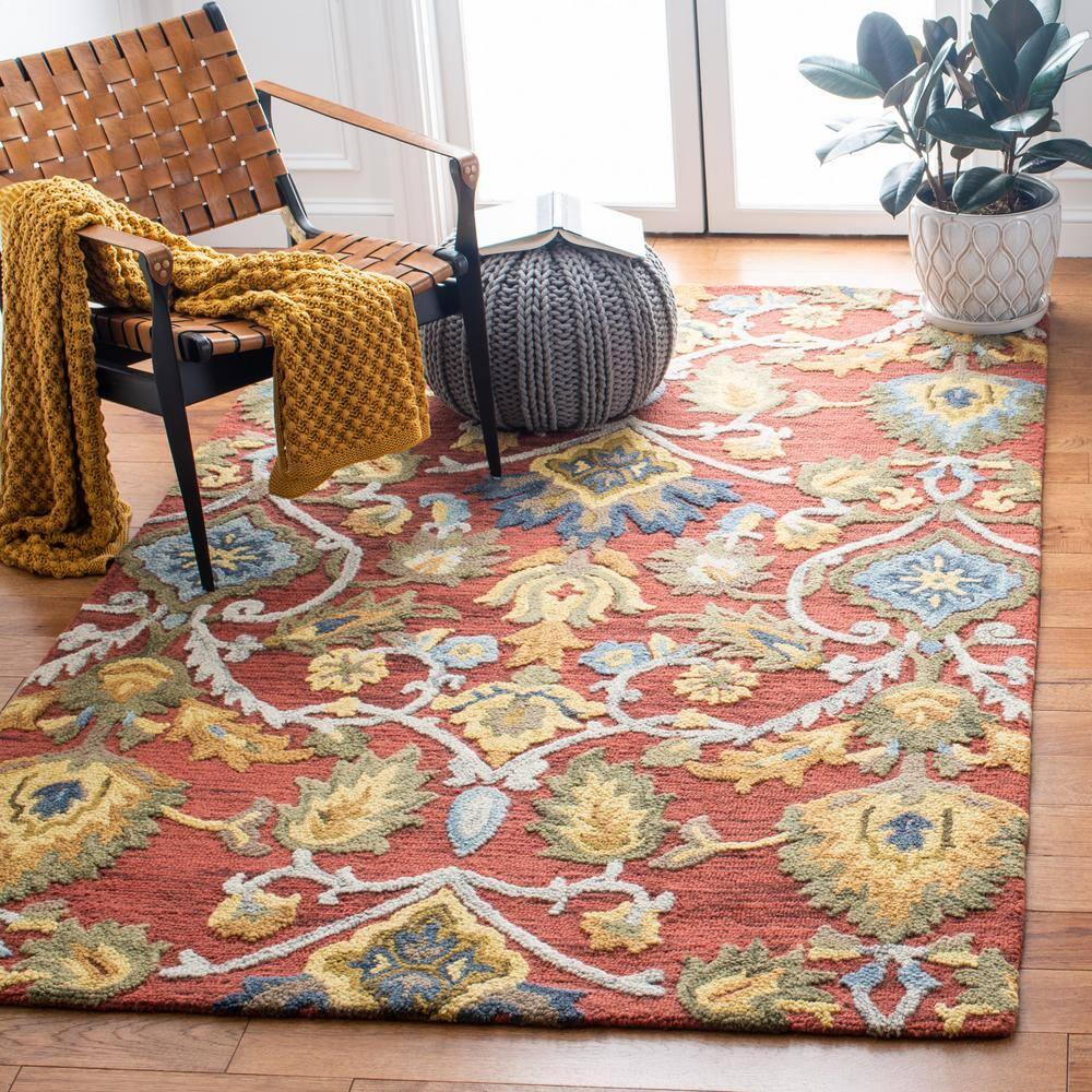 Blossom BLM402 Hand Tufted Area Rug - Red/Multi - 8'x10' - Safavieh.