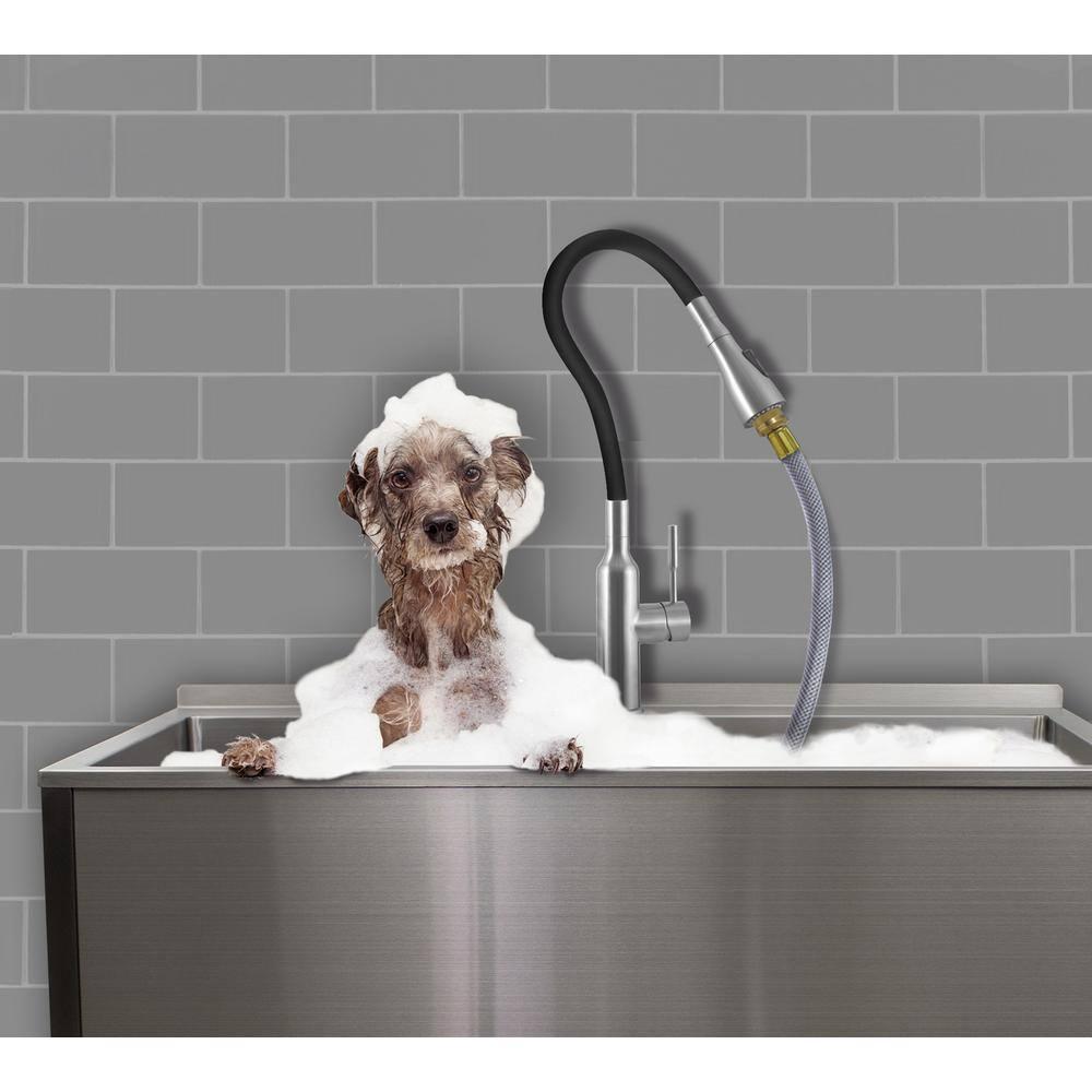 TFH-3622-SS 36'' L x 22'' W Free Standing Laundry Sink with Faucet