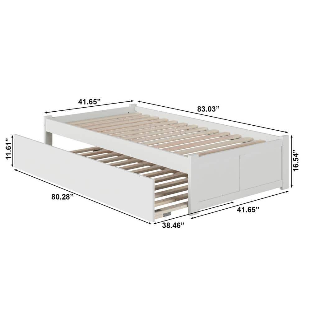 Concord Twin Extra Long Bed with Footboard and Twin Extra Long Trundle in White