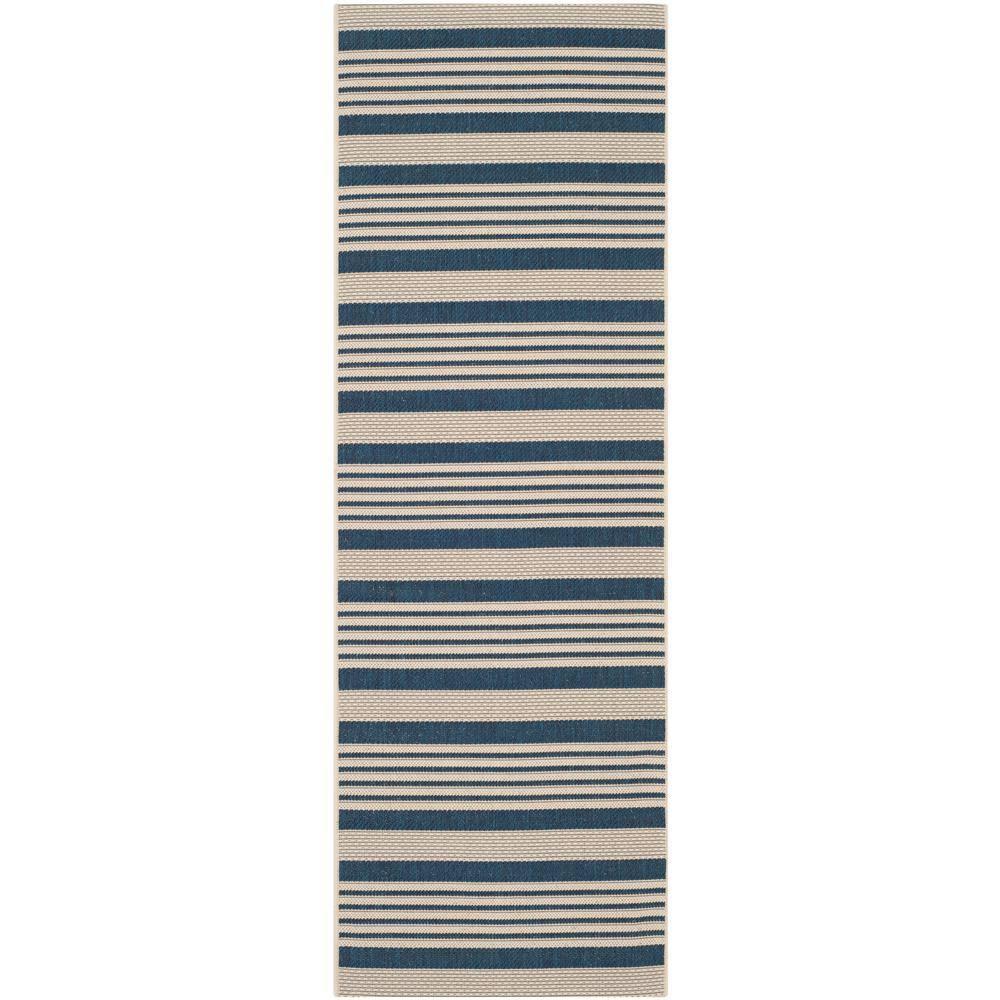 Courtyard CY6062 Power Loomed Indoor/Outdoor Runner Rug - Navy/Beige - 2'3"x6'7" - Safavieh.