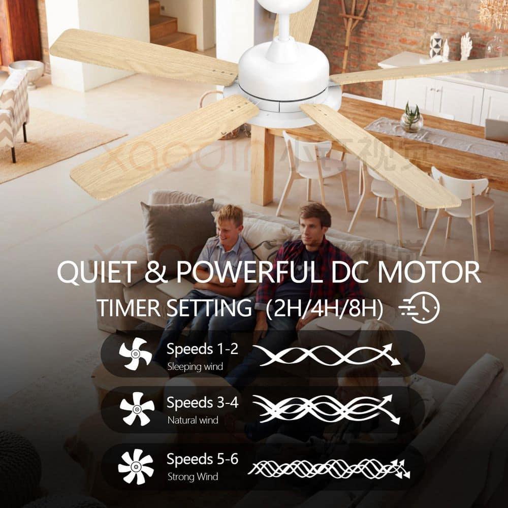 T5 52 in. Smart Indoor White Ceiling Fan with Dimmable LED Light Compatible with Google Home Alexa App Control