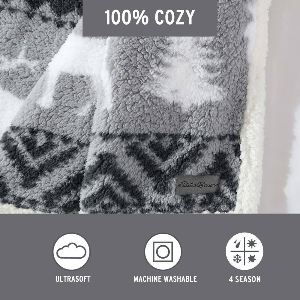 Eddie Bauer Eddie Bauer Printed Sherpa Reversible Throw Blankets