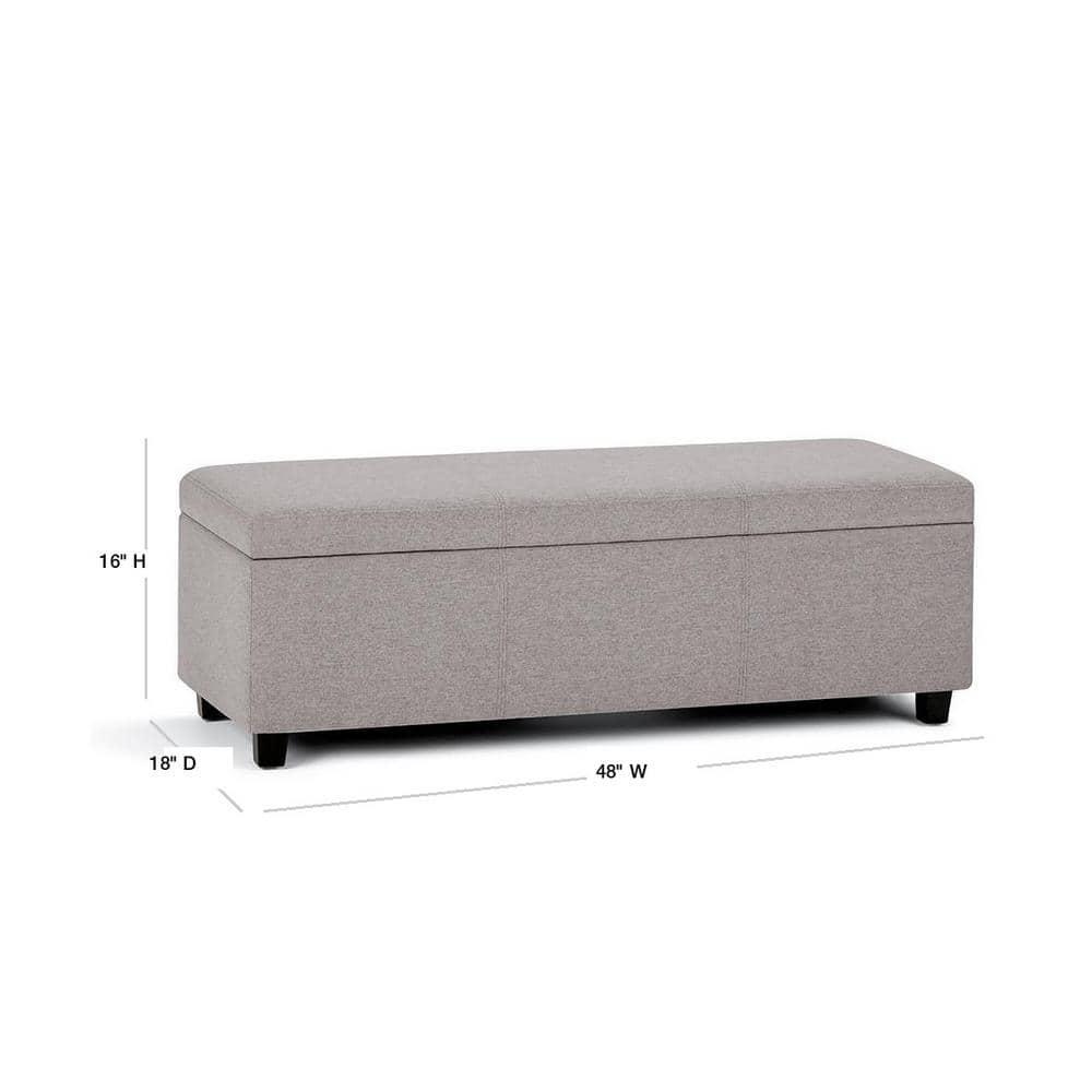 Simpli Home Avalon Storage Bench in Cloud Gray