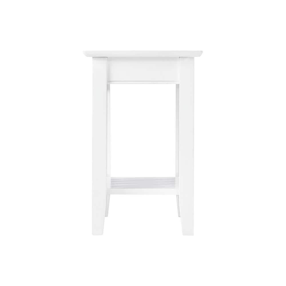 Mission Chair Side Table with Charger Station in White