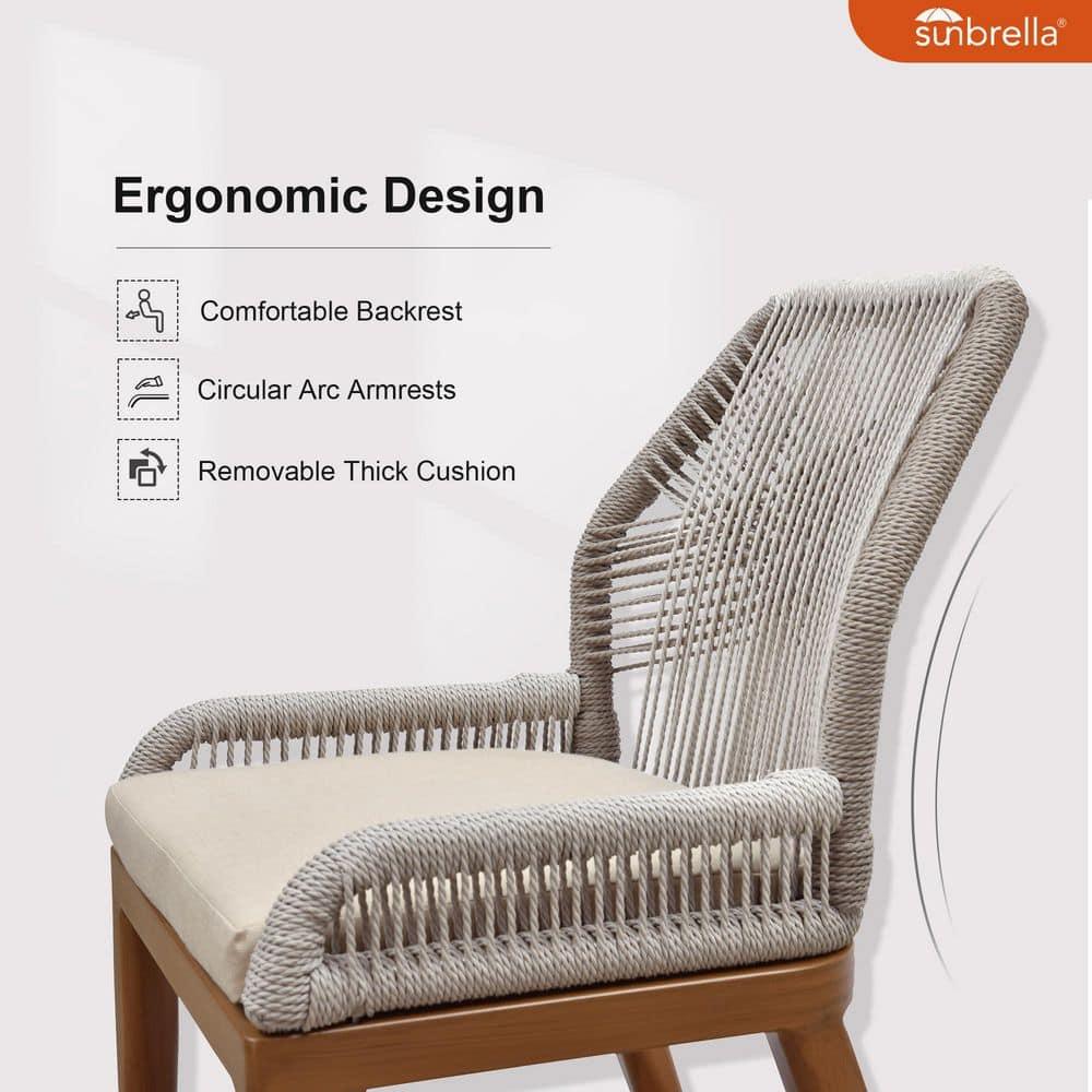 PURPLE LEAF 7 Pieces Patio Dining Set Aluminum Rectangular Table and Wicker Chairs with Cushions for Kitchen Porch Garden Modern Outdoor Furniture Sets, Beige and Dark Grey