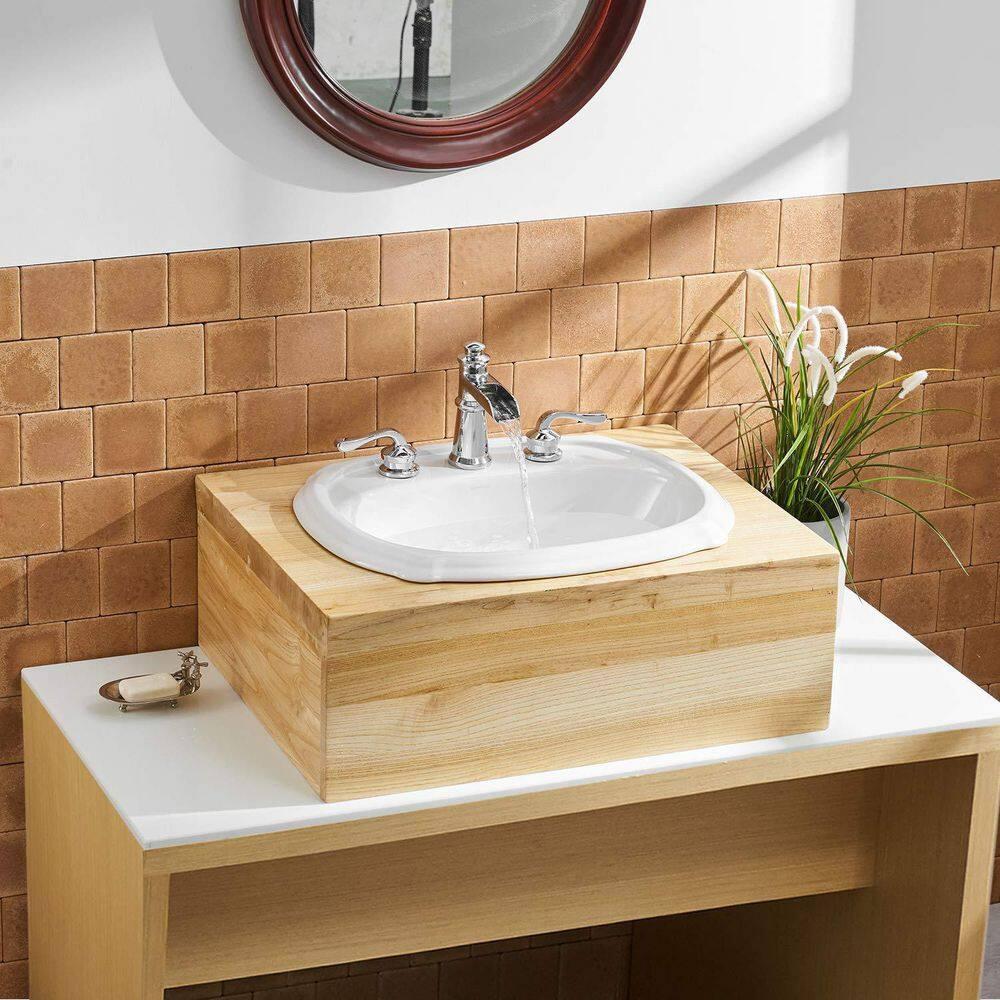 BWE 8 in. Waterfall Widespread 2-Handle Bathroom Faucet With Drain Assembly