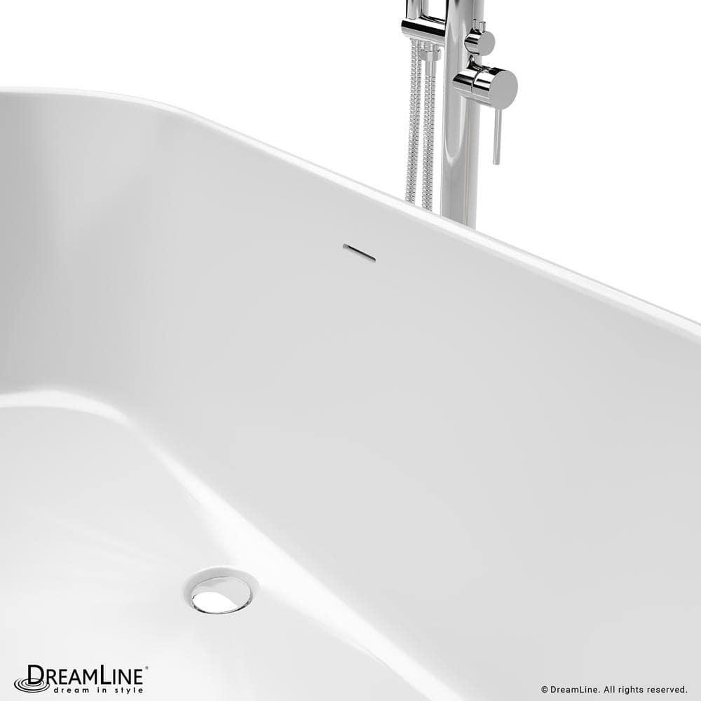 Infinity Z 67-inch White Acrylic Oval Freestanding Soaking Bathtub