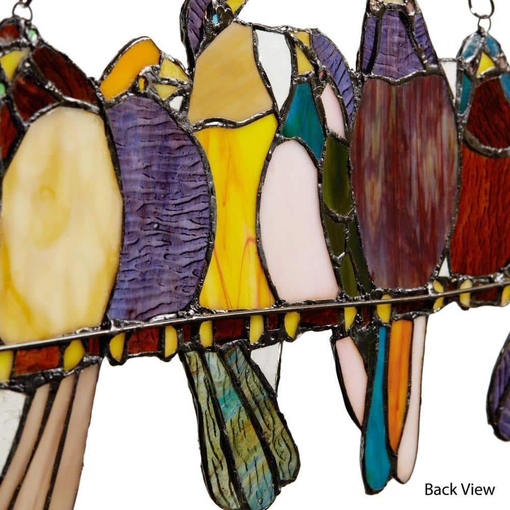 River of Goods  Stained Glass Birds on Wire 9.25-in. Window Panel - 24.25"L x 0.25"W x 9.5"H