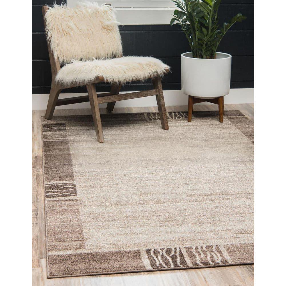 Unique Loom Del Mar Collection Area Rug - Sarah (9' x 12' Rectangle Dark Beige/Brown)