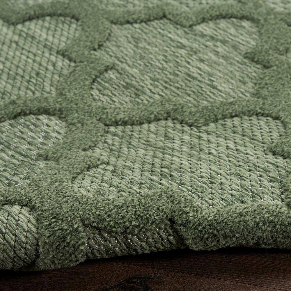 Nourison Easy Care 2'2" x 7'6 Green Modern Flatweave Indoor/Outdoor Rug