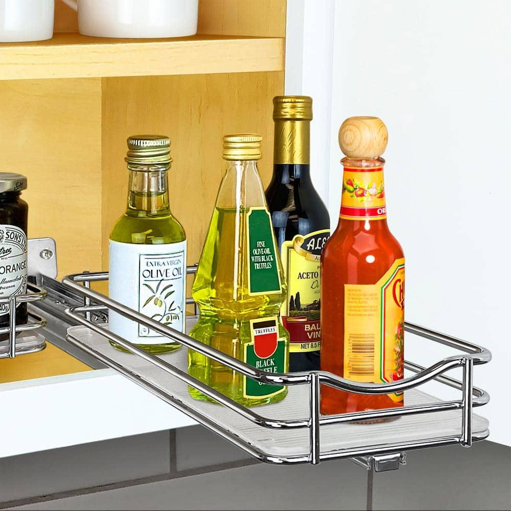 Lynk Professional Slide Out Spice Rack Upper Cabinet Organizer- 4" Wide: Chrome-Plated Kitchen Storage, Pull Out System