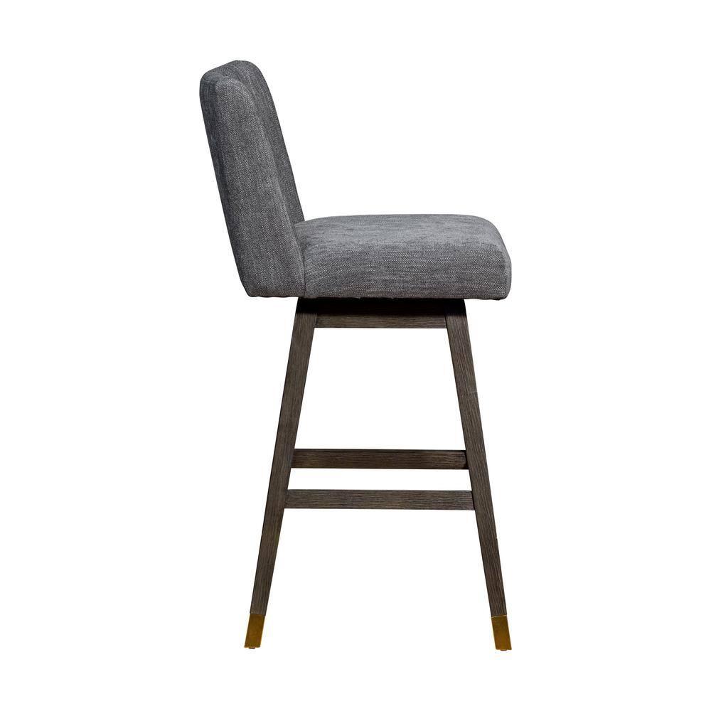 Armen Living Basila Wood Finish with Fabric Swivel Barstool Gray Oak
