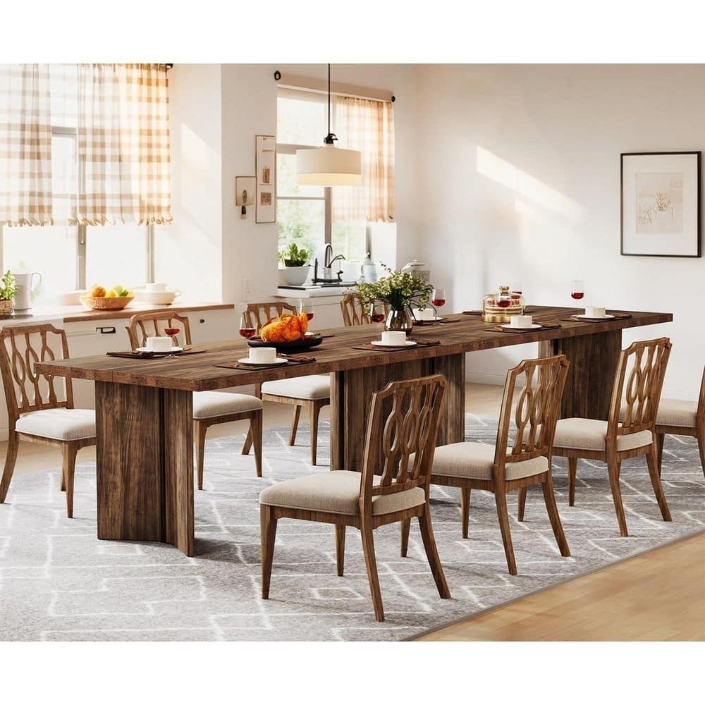 Tribesigns 63" Dining Table for 4-6, Wood Farmhouse Kitchen Table for Dining Room, Dark Brown