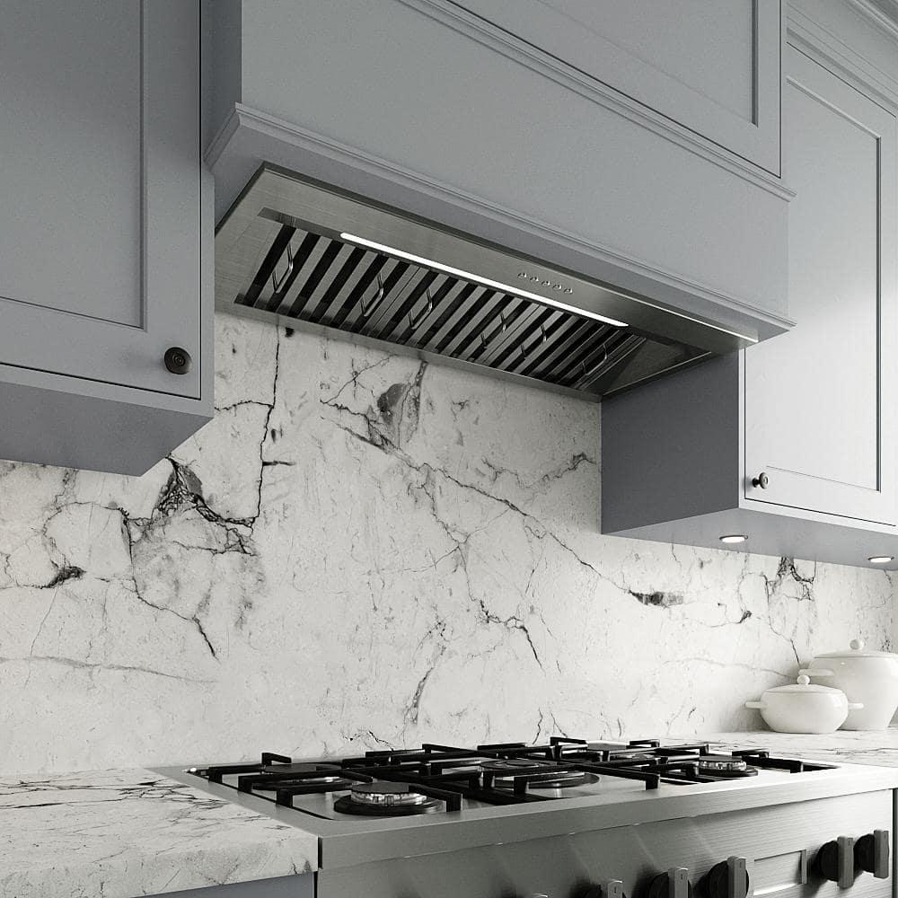 Streamline Bath Streamline 34 In. T-11611-1-DT Pescara Ducted Insert 350 CFM Range Hood In Brushed Stainless Steel With Baffle Filters, Electronic Button Control, LED Light T-11611-1-DT