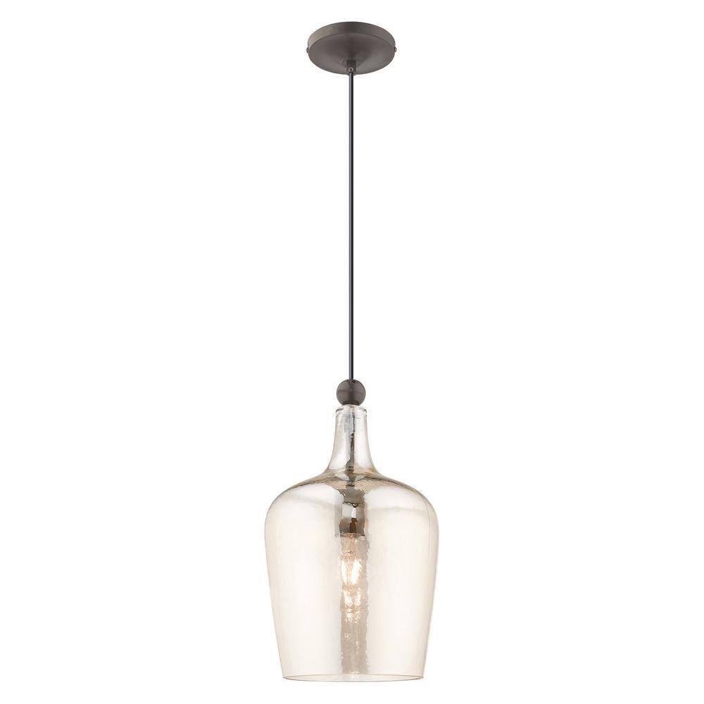 Livex Lighting Art Glass 1 - Light Pendant in  English Bronze