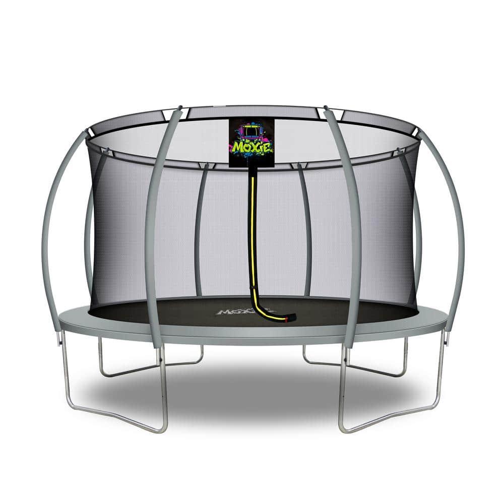 Moxie Machrus Moxie Pumpkin-Shaped Outdoor Trampoline Set with Top-Ring Frame Safety Enclosure, 14 FT