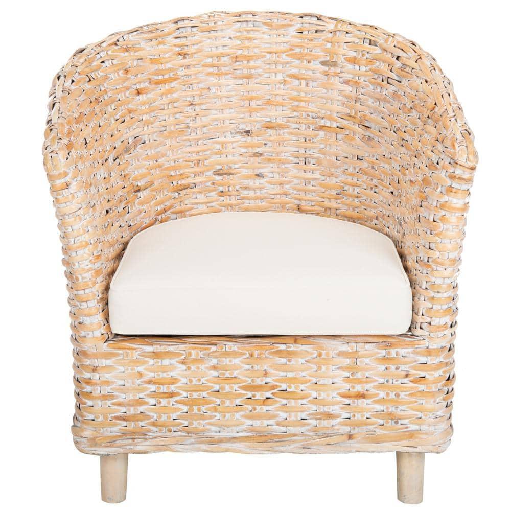 Omni Barrel Chair - FOX6501 - White/White Washed - Safavieh