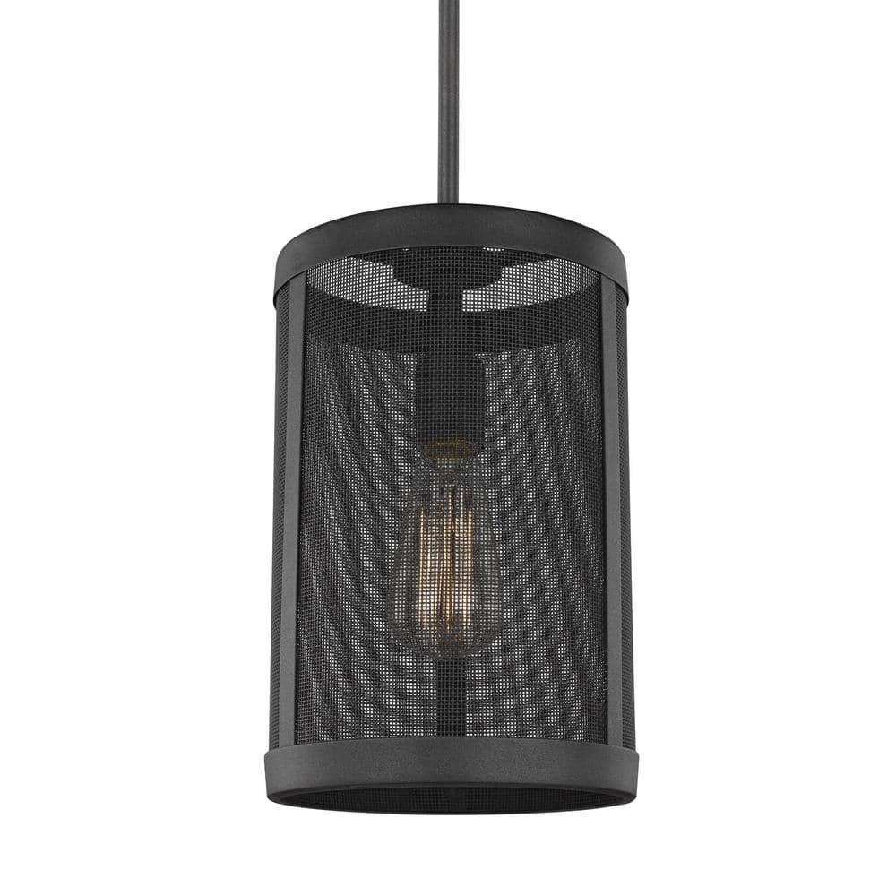 Generation Lighting 6128501-12 Restoration One Light Pendant from Seagull - Gereon Collection in Black Finish,