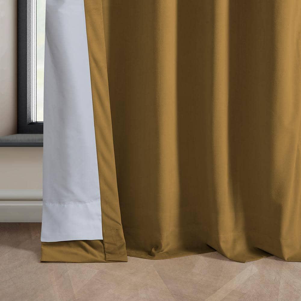 Half Price Drapes Retro Gold Heritage Plush Velvet Room Darkening Curtains (1 Panel), 50W X 96L