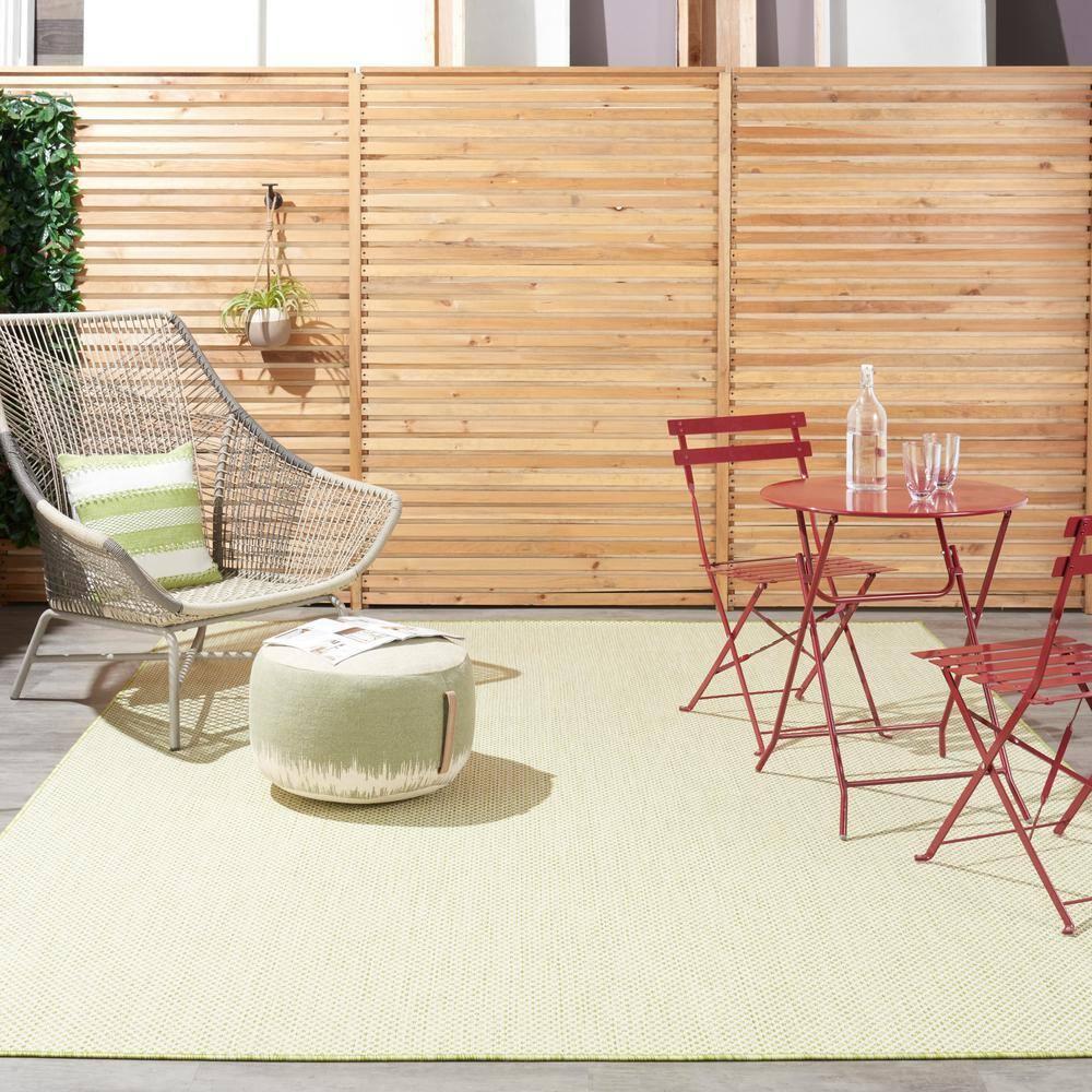 Nourison Courtyard 9' x 12' Ivory Green All-over design Indoor/Outdoor Rug
