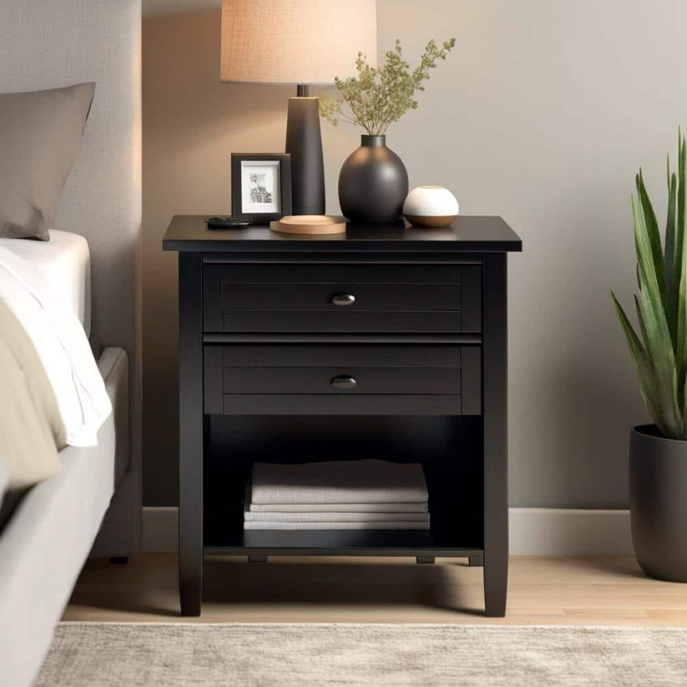 Simpli Home Warm Shaker 24"W Solid Wood Bedside Table with Two Drawers