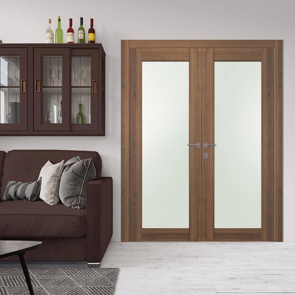 Belldinni Avon 207 Solid Manufactured Wood and Glass Frosted Prefinished Standard French Door