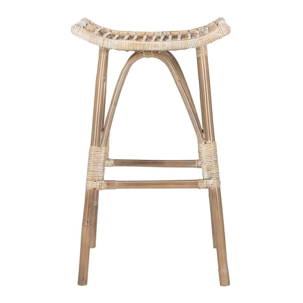 Leda Rattan Bar Stool - WIK6511 - White/Grey - Safavieh