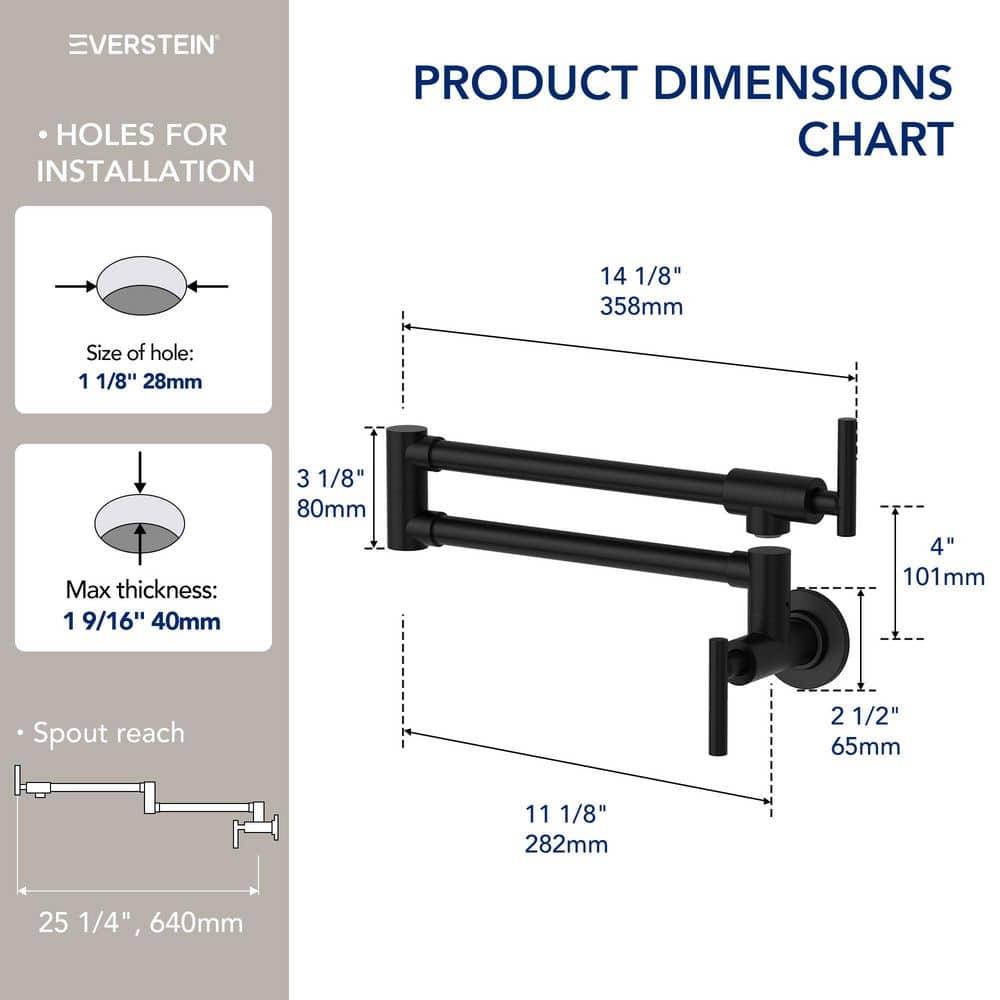 Wall-Mount Pot Filler Faucet, Swing Arm Kitchen Pot Filler Faucet