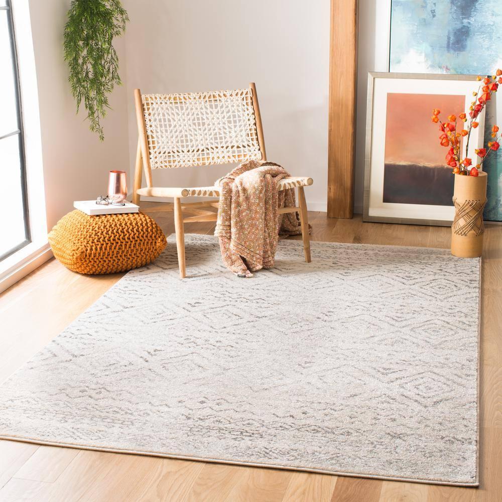 Tulum TUL267 Power Loomed Area Rug - Ivory/Grey - 9'x9' - Safavieh.