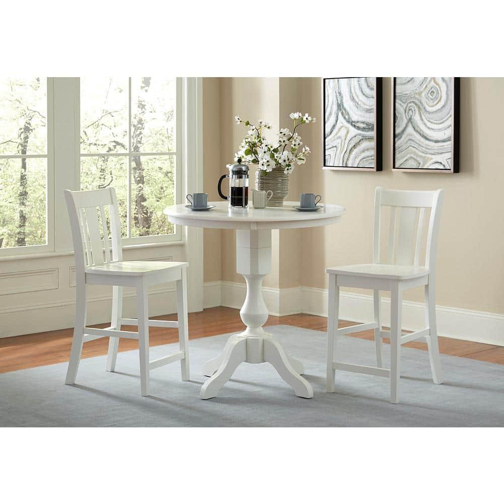 24" San Remo Counter Height Barstool Off White - International Concepts: Solid Wood, Slat Back
